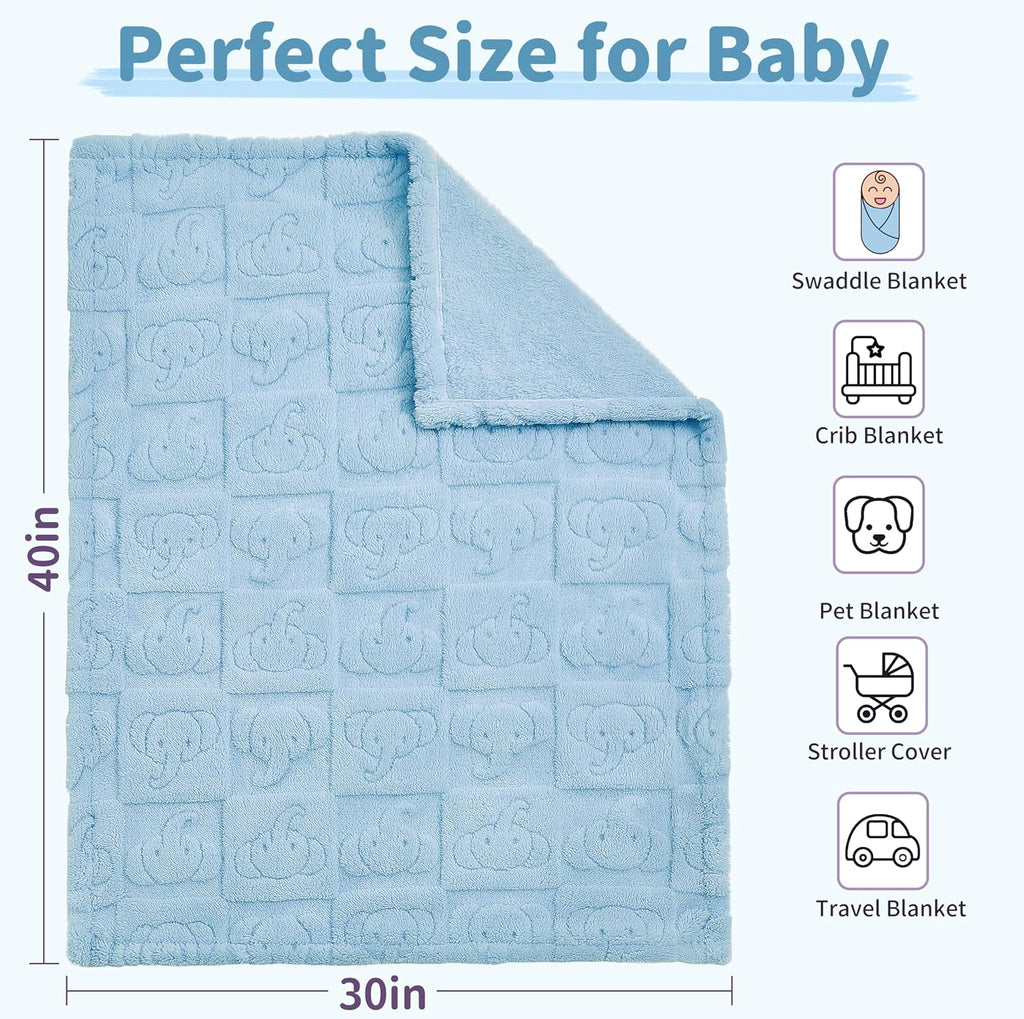 Pro Goleem Baby Boy Blanket - Soft Fleece Crib & Stroller Blanket, 30" x 40", Blue for Newborns & Toddlers