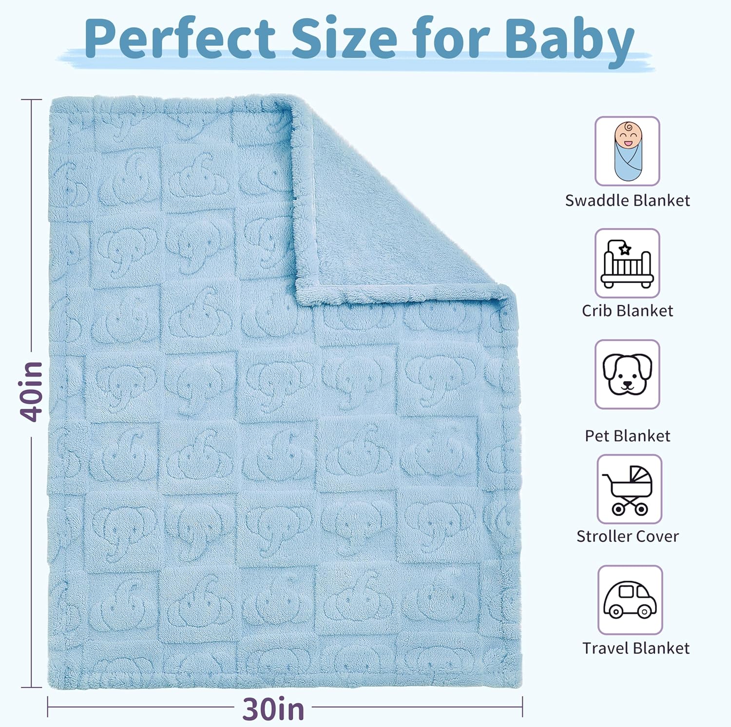 Pro Goleem Baby Boy Blanket - Soft Fleece Crib & Stroller Blanket, 30" x 40", Blue for Newborns & Toddlers