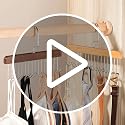 2 Pack Wooden Belt Hanger with 16 Hooks - Space-Saving Organizer