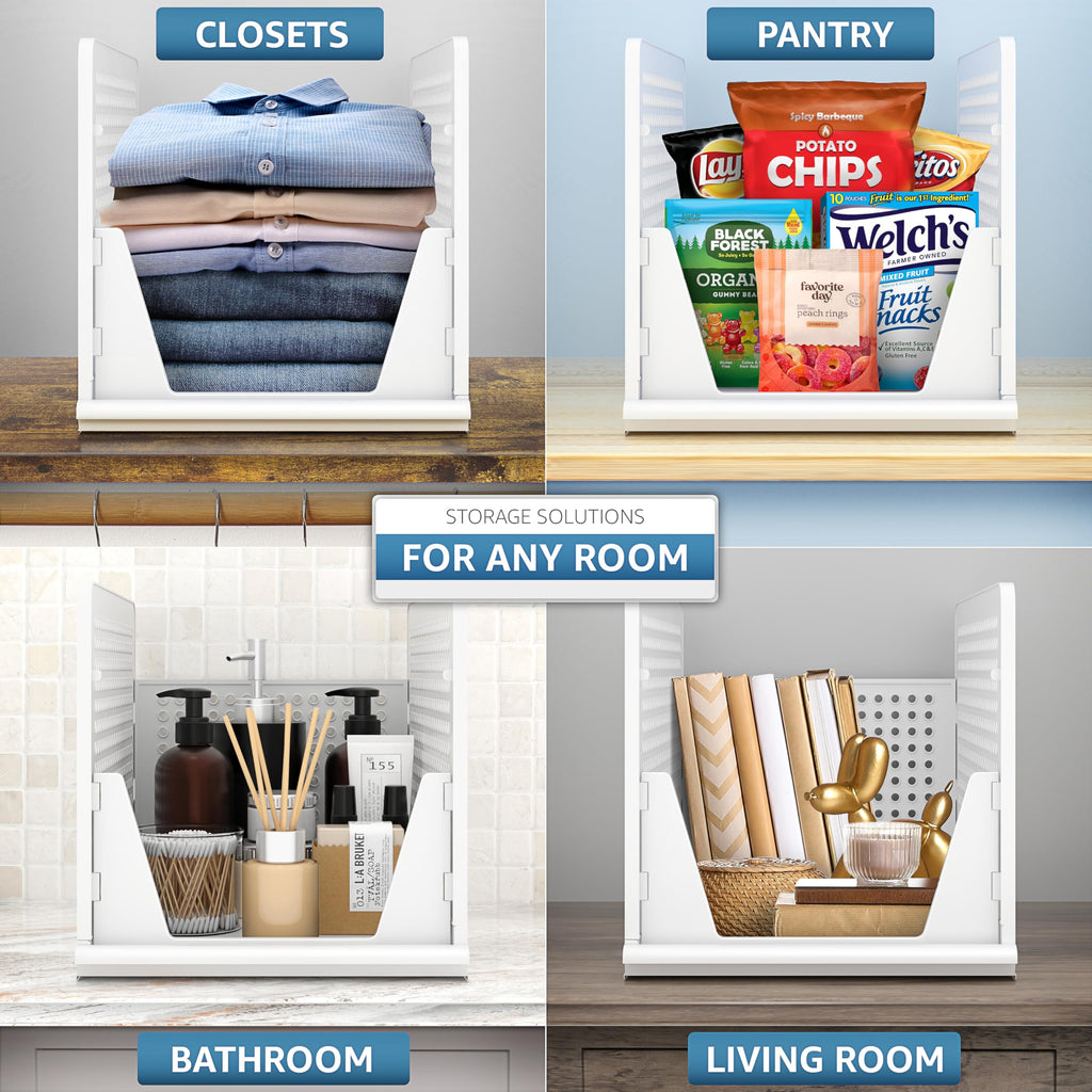 Sorbus Stackable Shelf Organizer Baskets – Plastic Closet Organizer for Clothes, Pantry, Bathroom, Kitchen & Garage – Open Front Storage Bins for Cabinets, Countertops & Under Shelf Organization