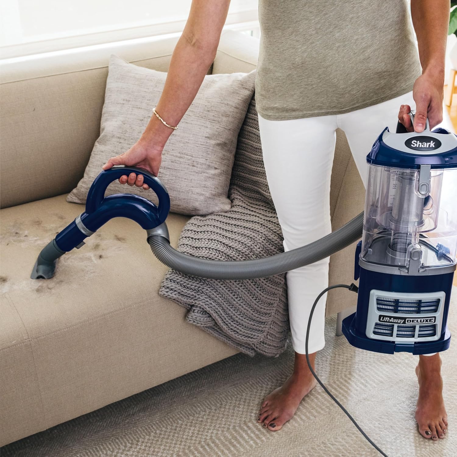 Shark NV360 Navigator Vacuum - Powerful Suction for Hardwood & Carpet Cleaning | Large Dust Cup, Blue