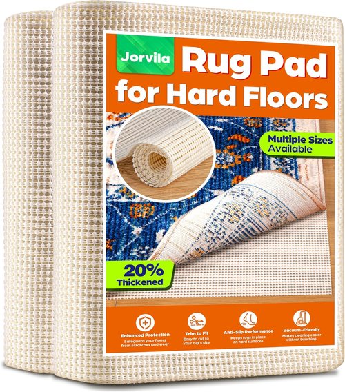 Jorvila Non-Slip Rug Pad Gripper - Thick Cushioned Mat for Area Rugs | 2x3 Feet, Anti-Skid Design