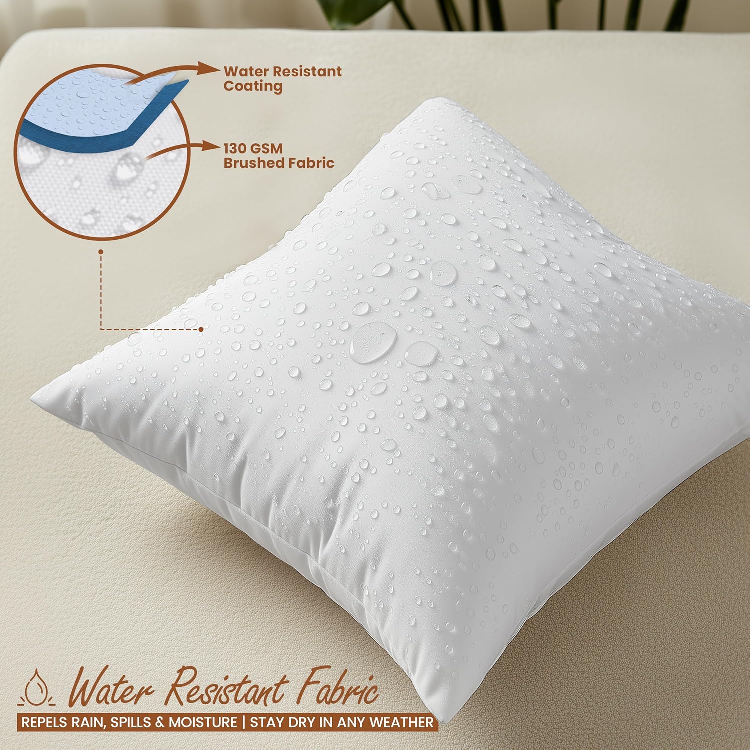 Utopia Bedding Outdoor Pillow Inserts - Water Resistant Garden Throw Pillows | 18 x 18 Inches (Pack of 2)