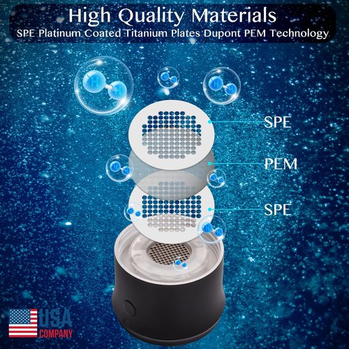 2 in 1 Hydrogen Water Bottle Generator – SPE/PEM Technology – Stainless Steel Bottle with Self Cleaning Mode – 11oz / 330ml – Up to 1300 PPB Hydrogen Enriched Water