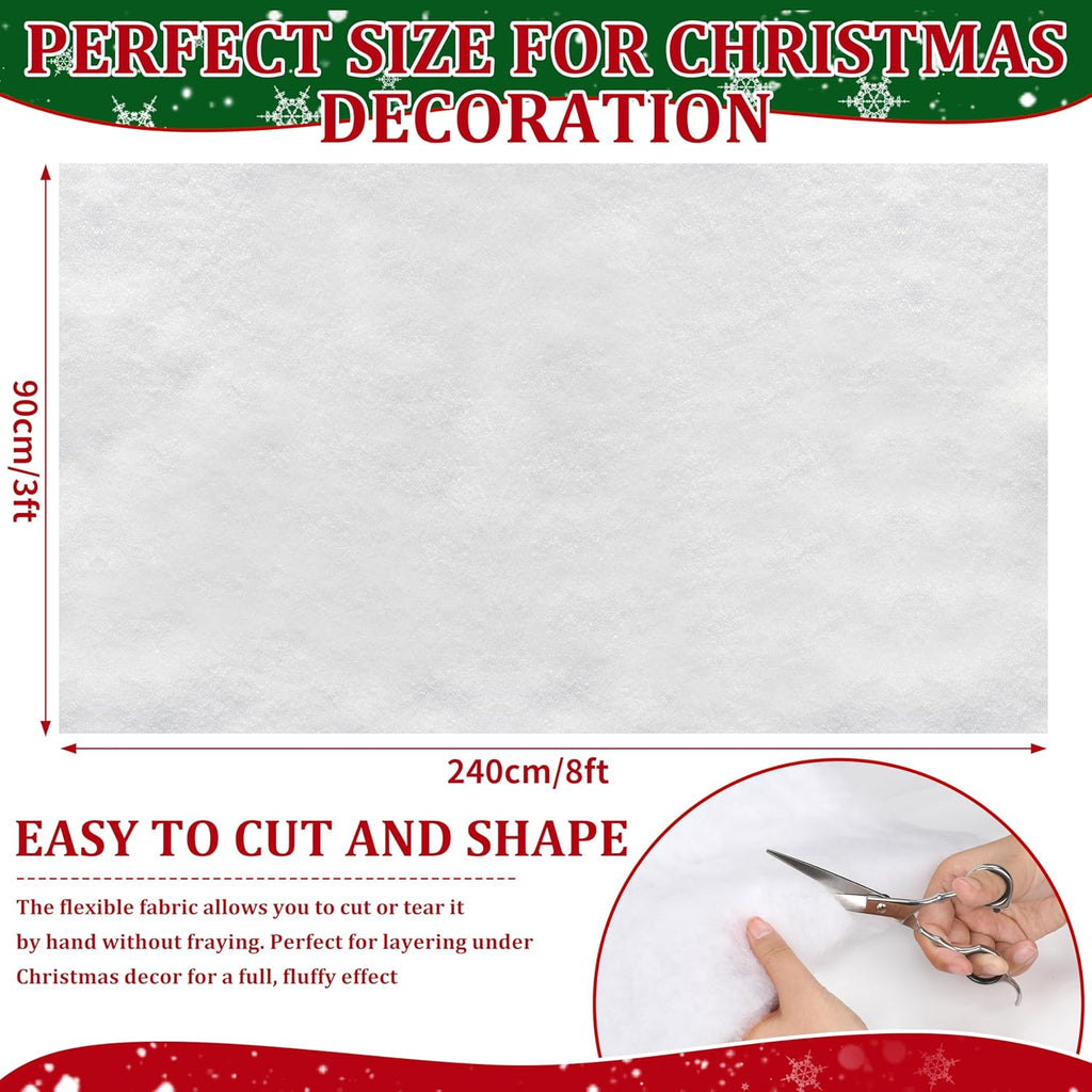 Palonu Snow Blanket - Thick White Soft Fake Snow Cover for Christmas Decor | 3 Rolls, 3 x 8 Ft