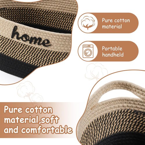 **Woven Dog Toy Basket by [Brand Name] - Large 22" x 11" x 7.9" Cotton Organizer with Handle | Light Beige**