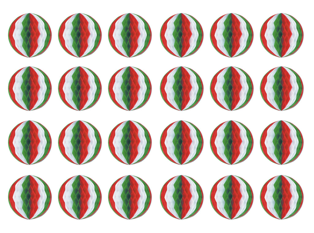 Beistle 24 Piece Red, White and Green Tissue Balls for Christmas, Mexican, Italian Decorations