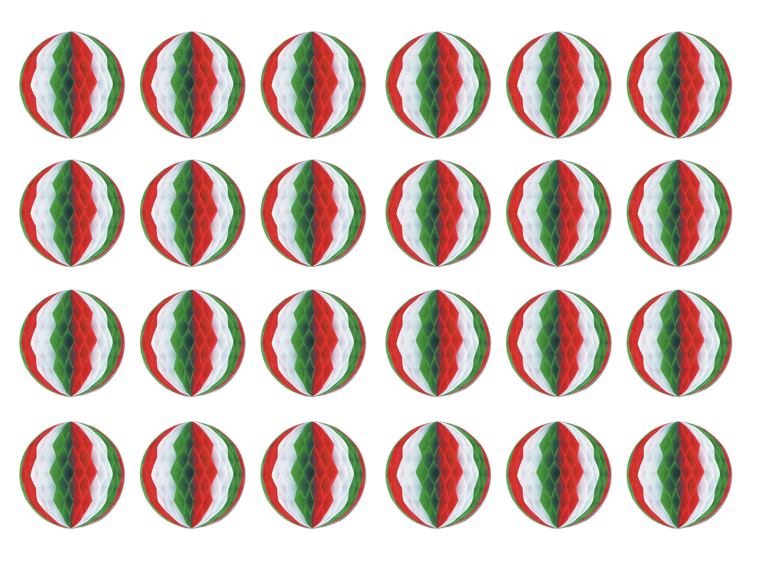 Beistle 24 Piece Red, White and Green Tissue Balls for Christmas, Mexican, Italian Decorations
