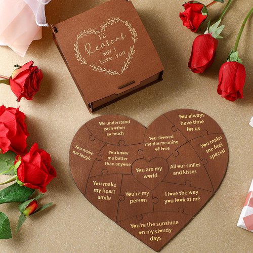 Seenelling Reasons Why I Love You Gift for Him Her, Valentine Romantic Heart Puzzle Box,12 Reasons Heart Puzzle for Girlfriend Boyfriend Wife Husband, I Love You Mom, Relationship Gifts Ideas