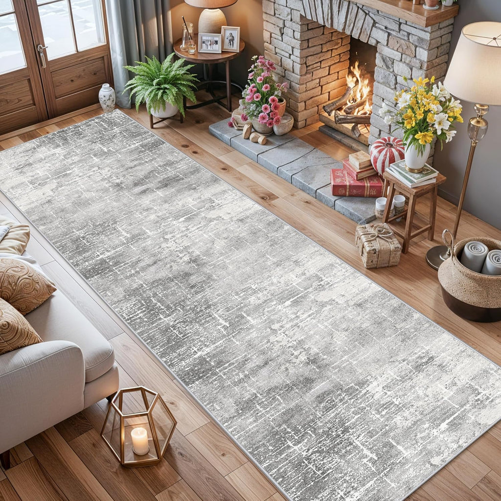 Skiennix Washable Long Hallway Runner Rug - Non-Slip Soft Abstract Design | 2'6"x12" for Entryway & Living Room