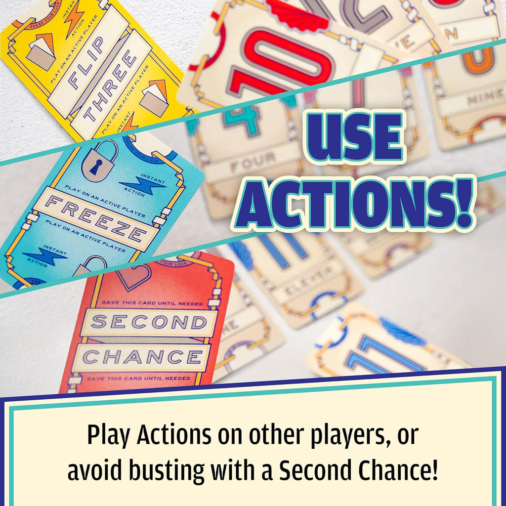 USAOPOLY Flip 7 Card Game - Fast-Paced Strategy & Luck for 3+ Players | Perfect for Game Nights, Ages 8+