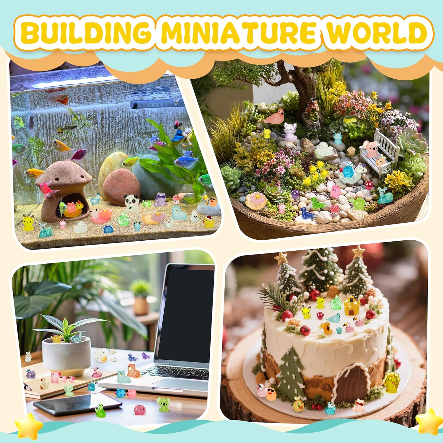 Tardigrade Mini Resin Animals - 150 Pcs Luminous Tiny Figures | 48 Types for Garden Decor