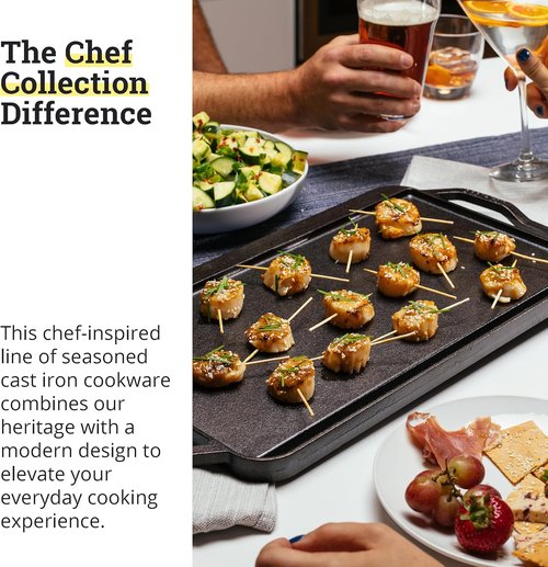 Lodge Cast Iron Reversible Grill Griddle - 19.5" X 10" - Perfect for Indoor & Outdoor Cooking - Superior Heat Retention