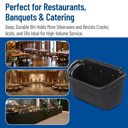 Carlisle FoodService Products CC11SH03 Polycarbonate Silverware Bin for Bussing Cart, 11" Length x 18" Width x 11" Height, Black