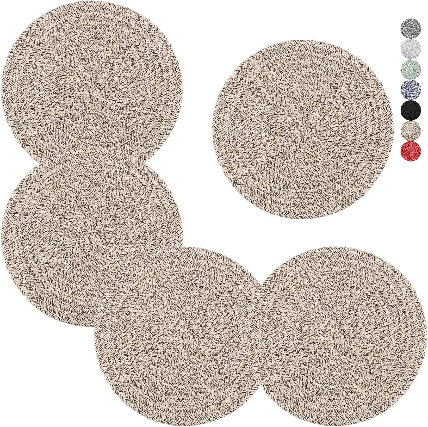 Trivets | 8-Inch Heat Resistant Hot Pads - 5-Piece Set for Kitchen Counter Protection | Brown Farmhouse Decor
