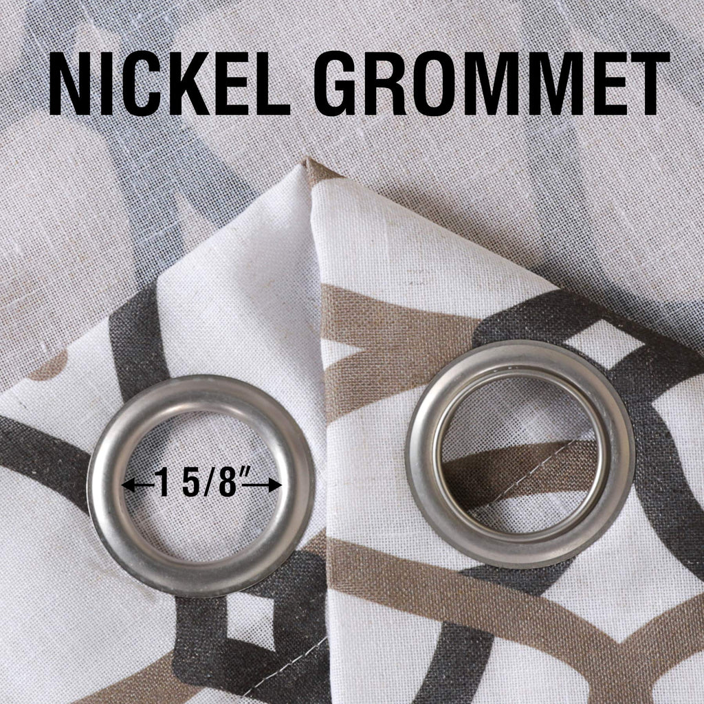H.VERSAILTEX Linen Curtains 63 Inch Length 2 Panels Linen Sheer Curtains Textured Flax Window Draps for Living Room, Privacy Modern Printed Grommet Grapes Geometric Taupe/Brown