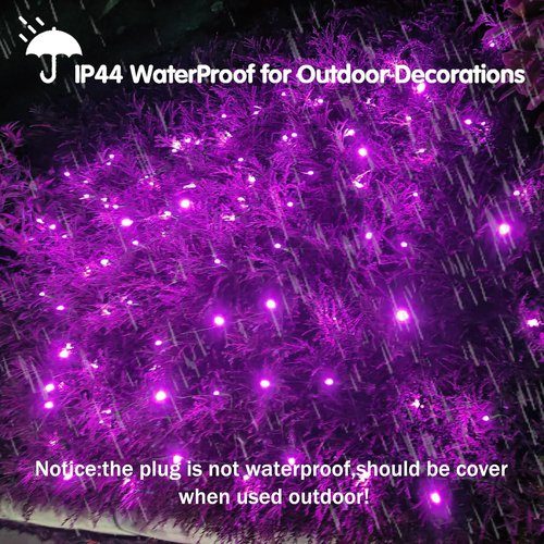HISHINY Halloween Lights - 144 LED Purple Net Lights | 6ft x 6ft, Waterproof & UL Certified for Outdoor Decor