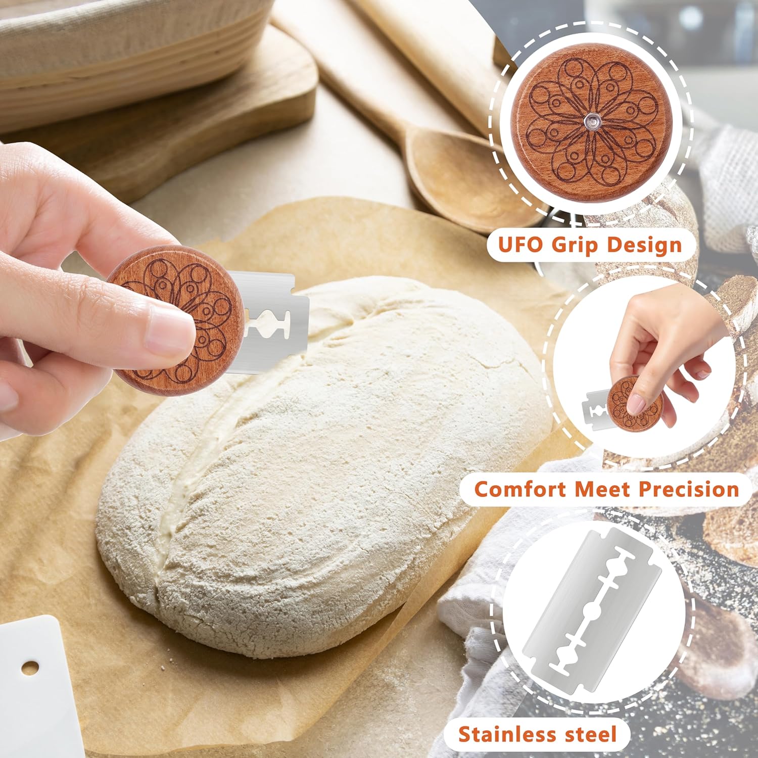UFO Bread Lame Cutter - Sourdough Scoring Tool with 5 Blades & Storage Cover | Ideal for Artisan Bread & Baguettes