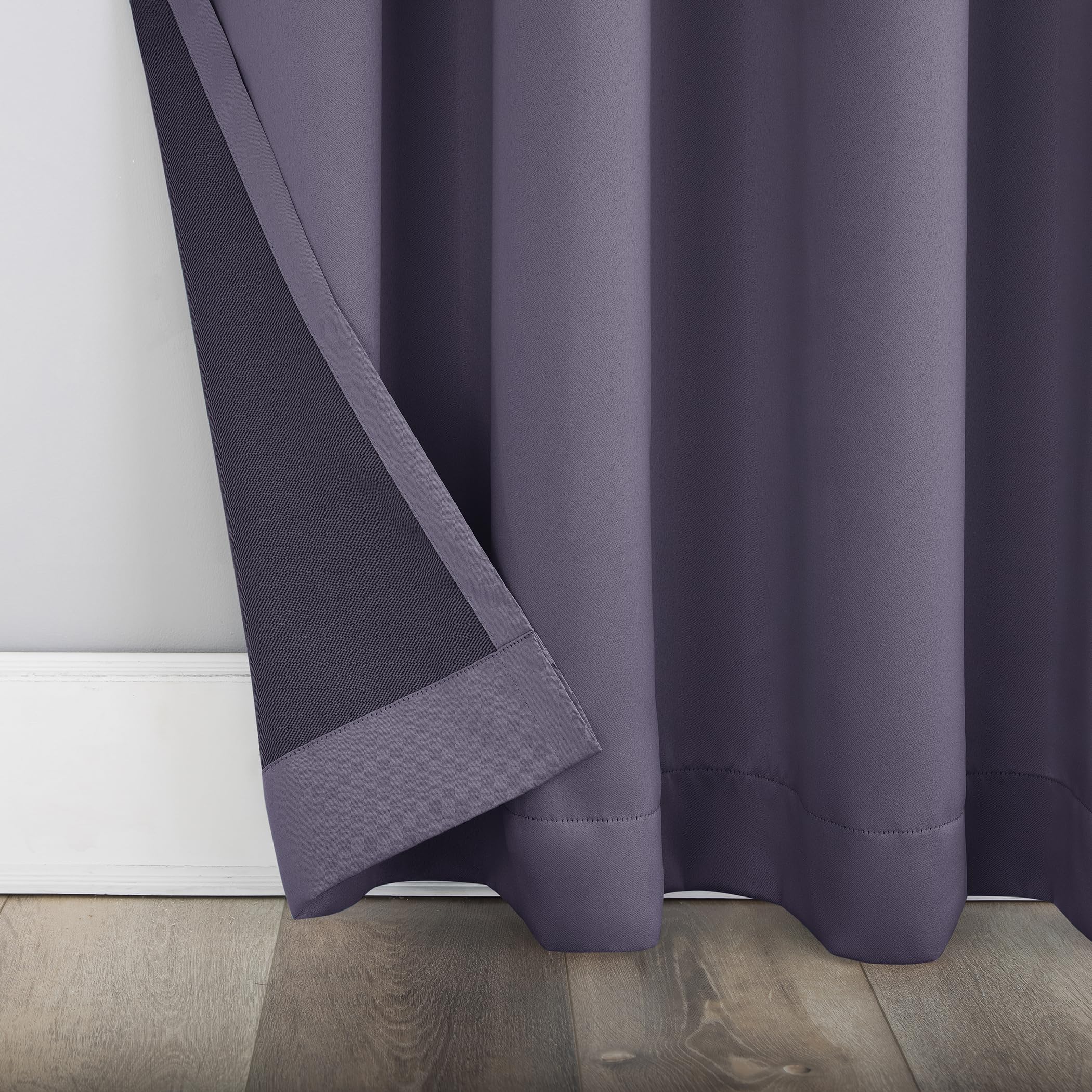 Sun Zero Barrow 2-Pack Energy Saving Grommet Curtain Panel Pair, Lavender, 54" W x 84" L (2 Panels)