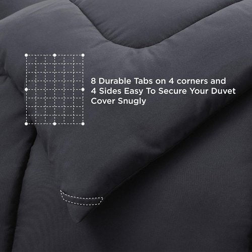 Bedsure Comforter Duvet Insert - All-Season Twin Size Quilted Bedding, GentleSoft Down Alternative, Grey 88 x 68 Inches