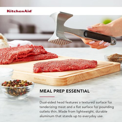 KitchenAid Gourmet Meat Tenderizer - Multi-Sided Design for Pounding Meats & Nuts | Easy Storage, Black
