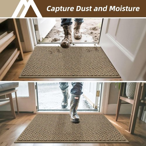 COSY HOMEER Non-Slip Door Mat - Absorbent 17" x 30" Entryway Rug | Washable Taupe Floor Mat