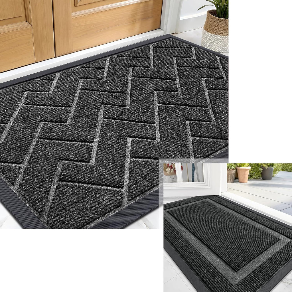 OLANLY Welcome Door Mat - Waterproof All-Weather Indoor/Outdoor Entrance Mat | 29.5x17 in Black