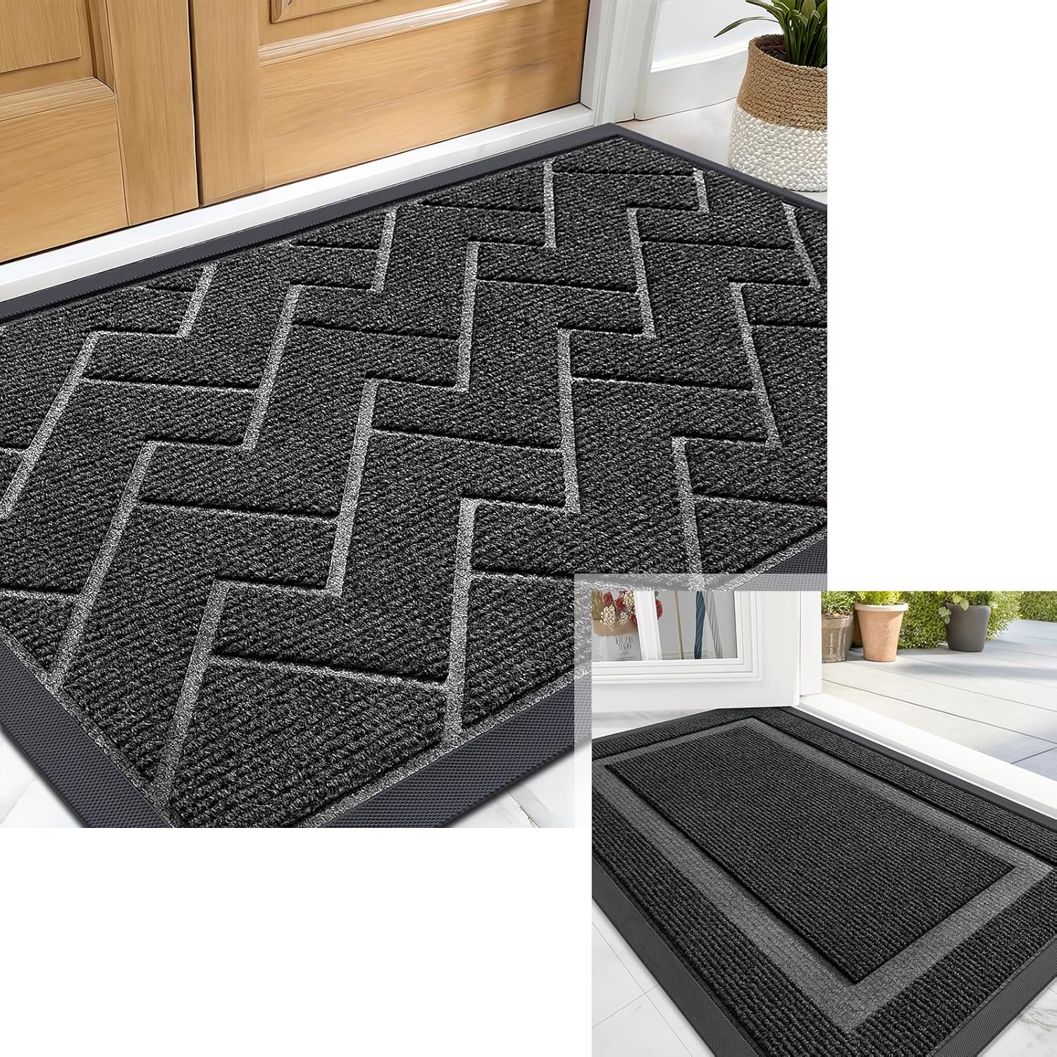 OLANLY Welcome Door Mat - Waterproof All-Weather Indoor/Outdoor Entrance Mat | 29.5x17 in Black