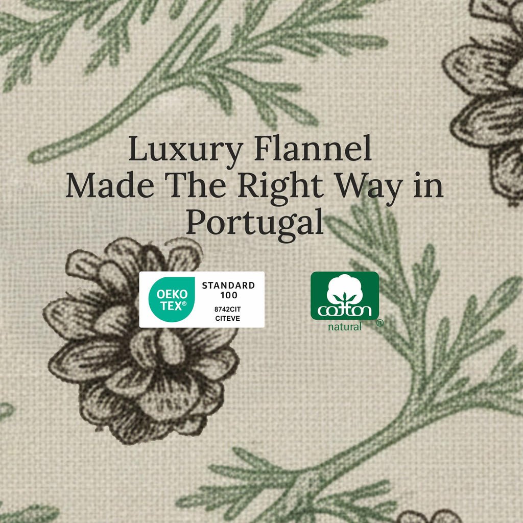 California Design Den Flannel Sheets Queen Size Bed Set - Made in Portugal 100% Cotton, Thick, Velvet Soft 4-Piece Queen Size Sheet Set, Triple-Brushed with Extra Deep Pockets - Woodland Motif