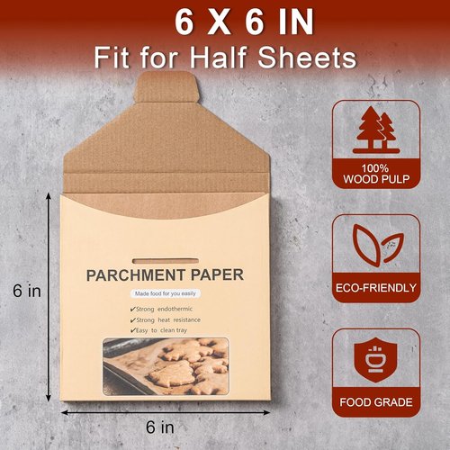200Pcs Unbleached Parchment Paper Sheets - 6x6 Inches Non-Stick Baking Paper for Bread, Cakes & Frying