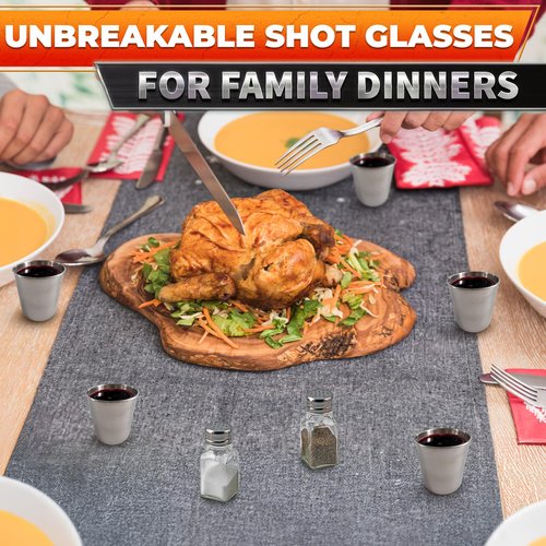 Stainless Steel Shot Glasses 70ml/2.37oz – 8 Pcs Metal Shot Glasses Unbreakable, Durable, Sleek Design with Smooth Surface, Easy to Clean – Suitable for Drinks for Home, Bar and Outdoor Use