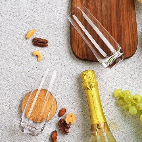 FrutPunch Champagne Glasses, Stemless Champagne Flutes Set of 2, 8OZ Champagne Flutes, Crystal Glasses, Cocktail Glass Set, Perfect for Weddings,Anniversaries, Family Gatherings (2)