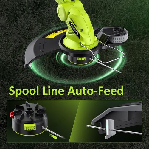 JAGROM Cordless Electric String Trimmer - 20V 12-Inch Lawn Mower & Edger with 2 Batteries & Charger