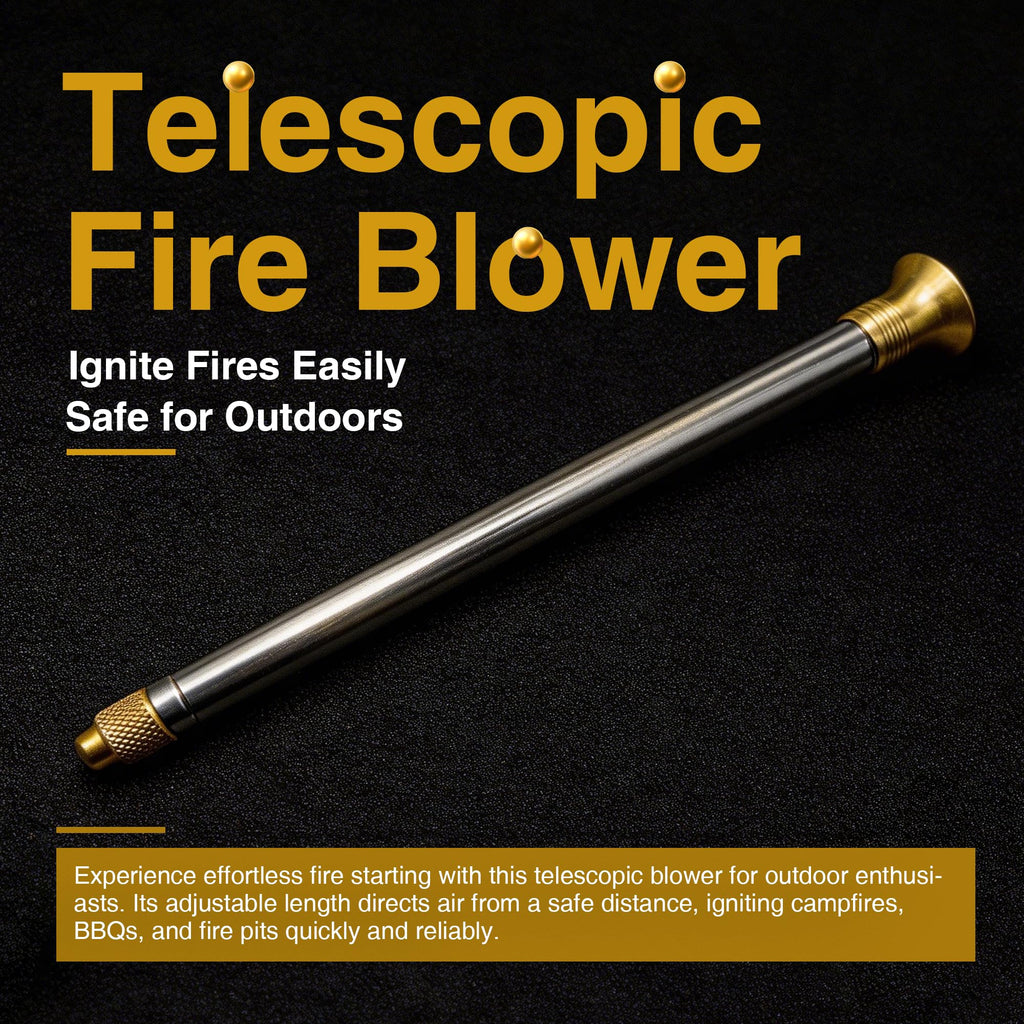 Telescoping Fire Blow Poker with Premium Brass Tip & Integrated Anti-Smoke Safety Valve | Perfect for Campfires, BBQ Grills, Outdoor Fire Pits & Fireplaces | Ultralight Camping Gear