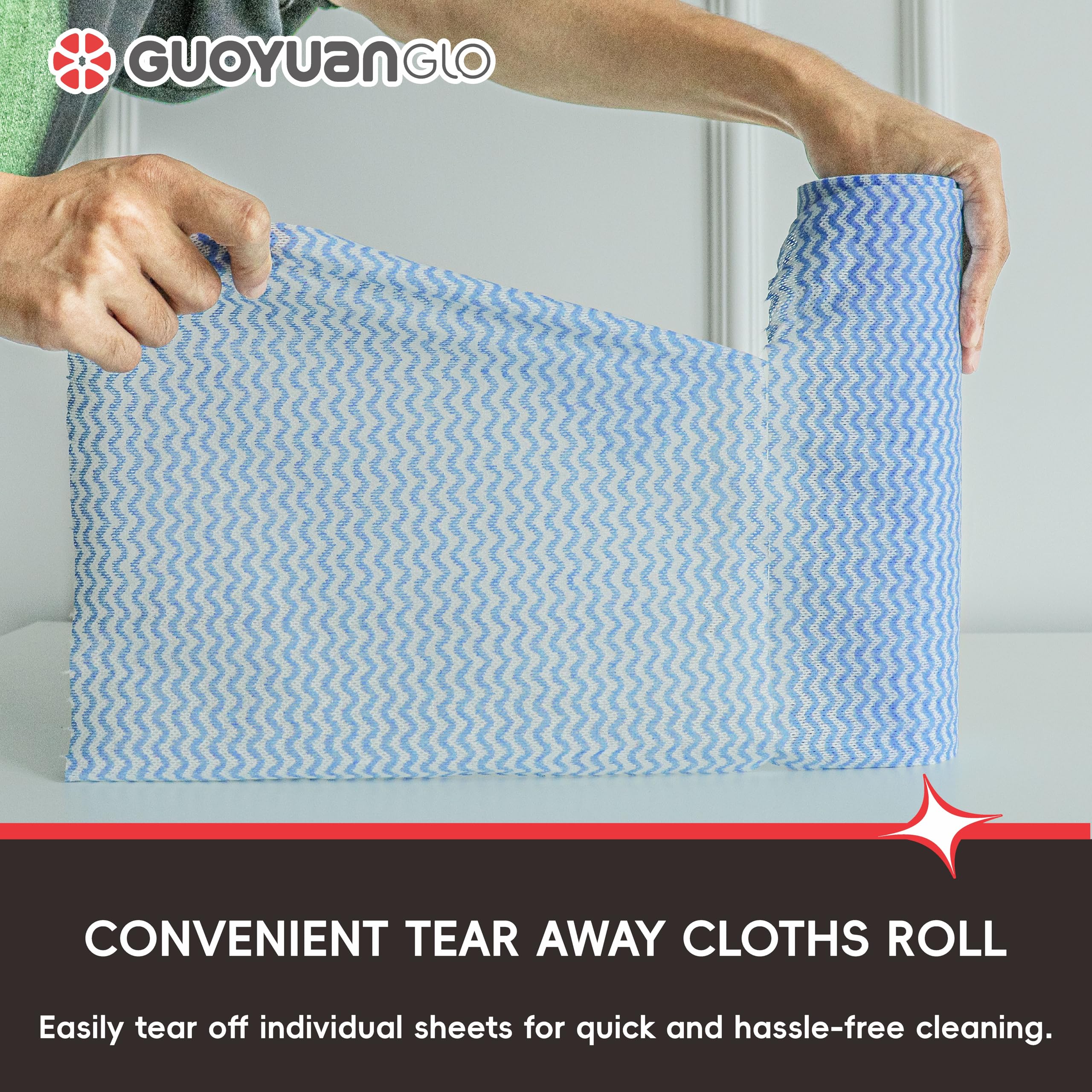 GUOYUANGLO Disposable Cleaning Cloths Roll Disposable Dish Cloth Multi-Purpose Heavy Duty Paper Towels-200 Sheets,Blue
