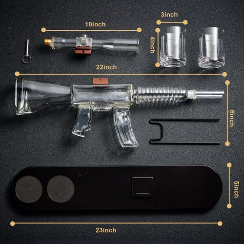 Gun Whiskey Decanter Set with Telescope - AR Rifle Limited Edition, Cool Birthday Gifts for Men Dad, 800ML Liquor Dispenser for Home Bar, Bourbon, Alchohol, Retirement Military Drinking Present