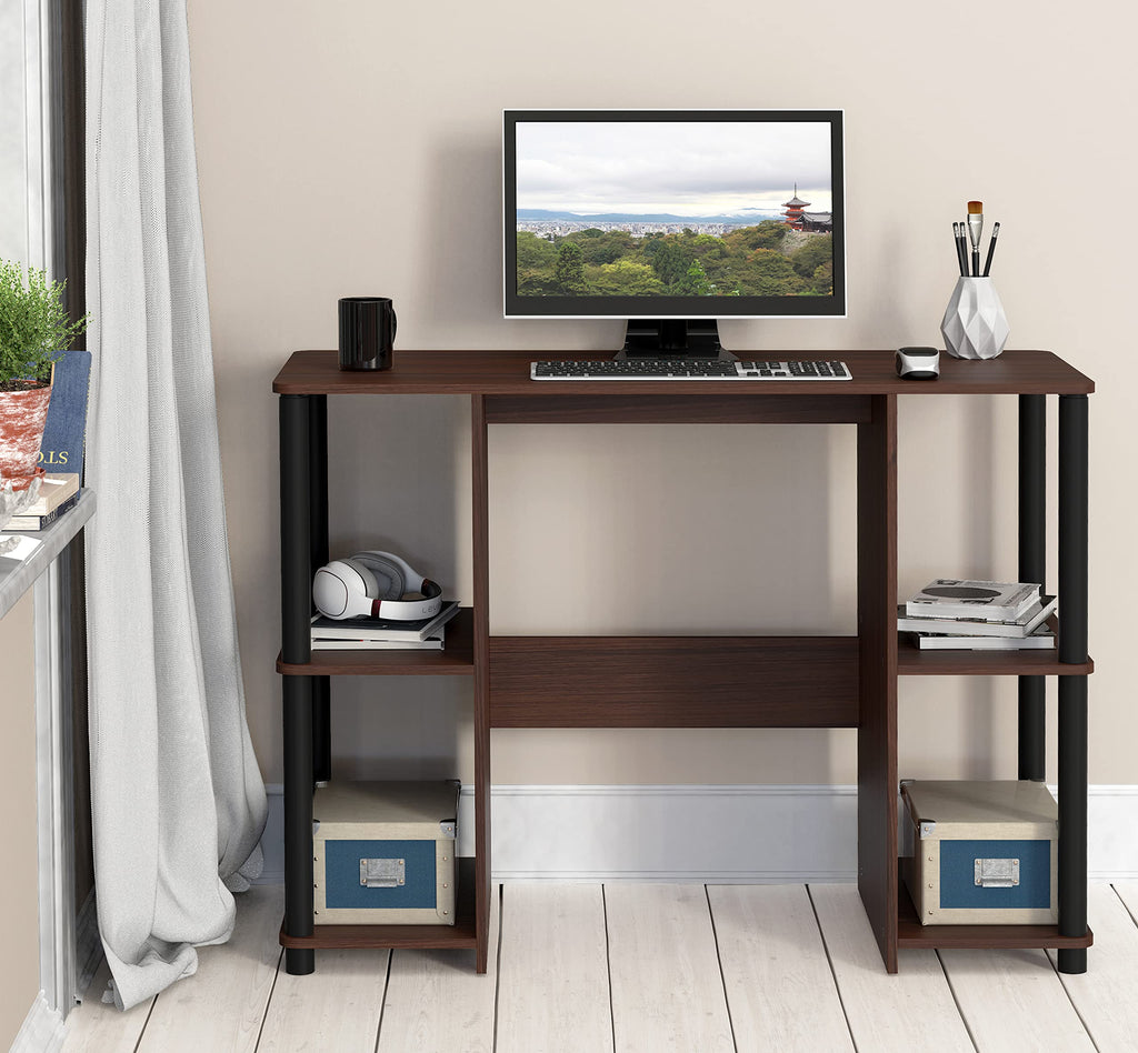 SHW 38-Inch Home Office Wood Desk with Double Sided Shelves, Cherry