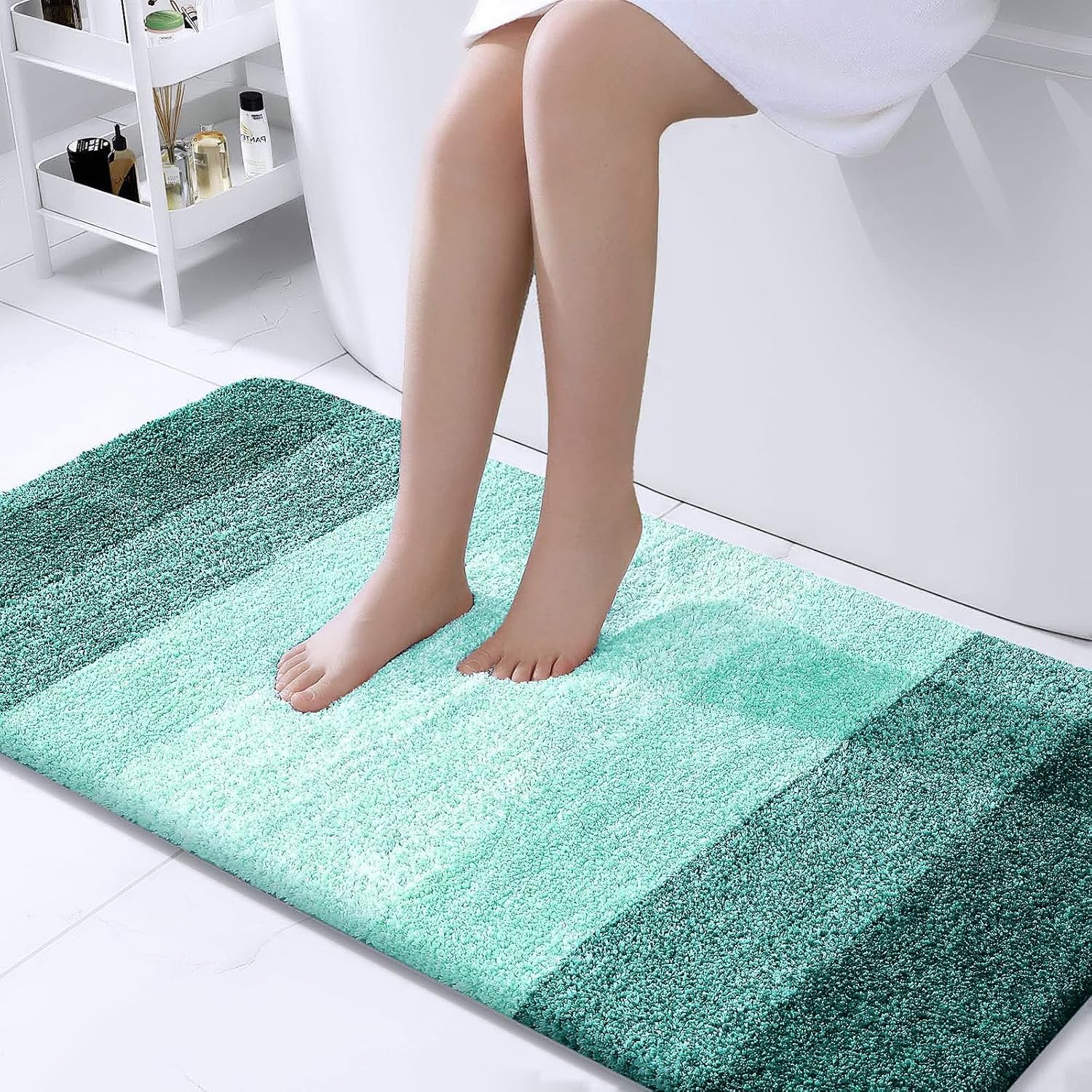 OLANLY Bathroom Runner Rugs - Extra Soft Microfiber Bath Mats | Quick Dry, Washable, 44x24, Blackish Green