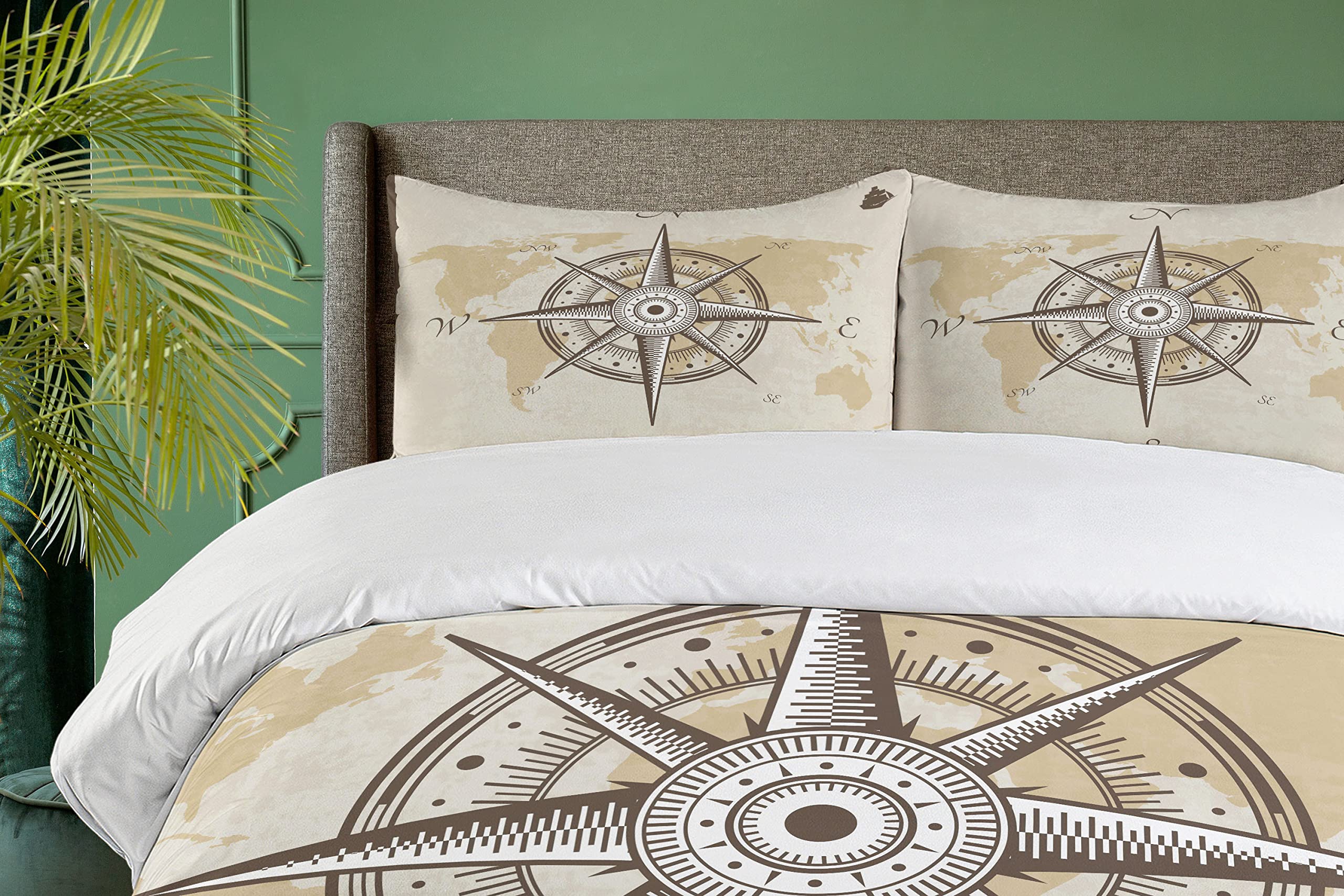 Ambesonne Nautical Duvet Cover Set, Classic Art with Ship Whale Lettering Deep Blue Sea Never Stop Exploring, Decorative 2 Piece Bedding Set with 1 Pillow Sham, Twin Size, Slate Blue