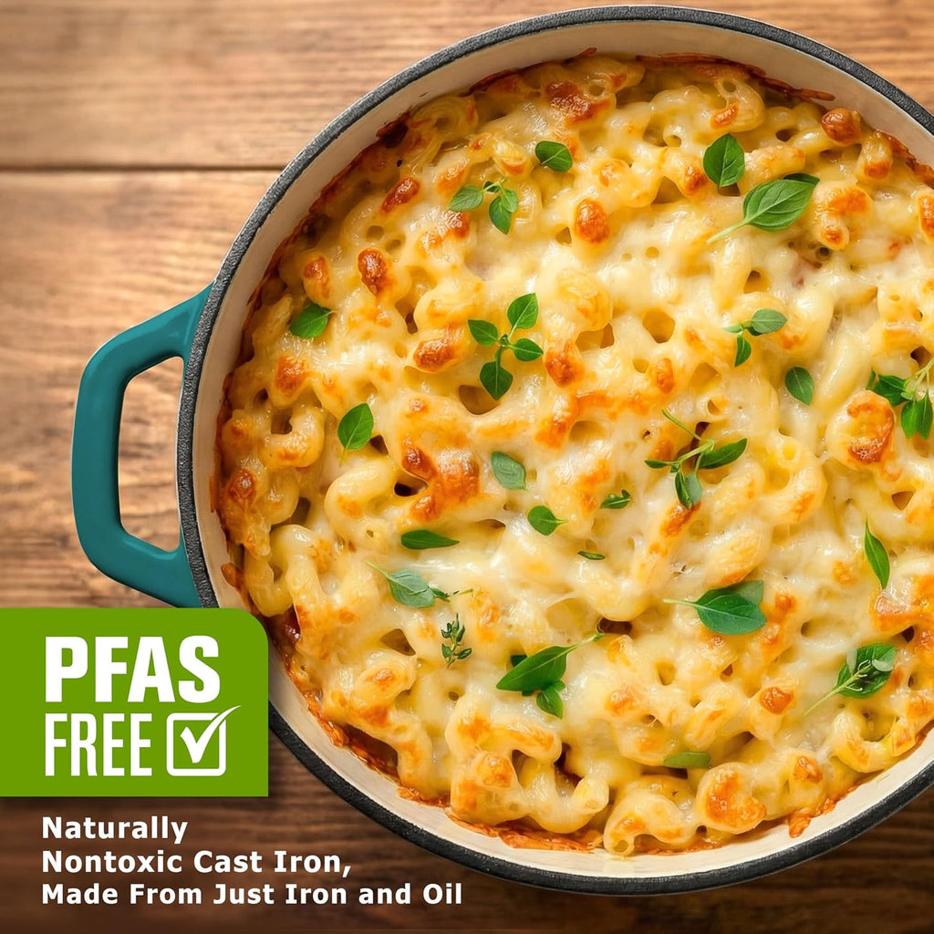 Mueller DuraCast Enameled Cast Iron Dutch Oven - 6 Quart, PFOA-Free, Oven Safe to 500°F | Ideal for Sourdough Baking, Emerald