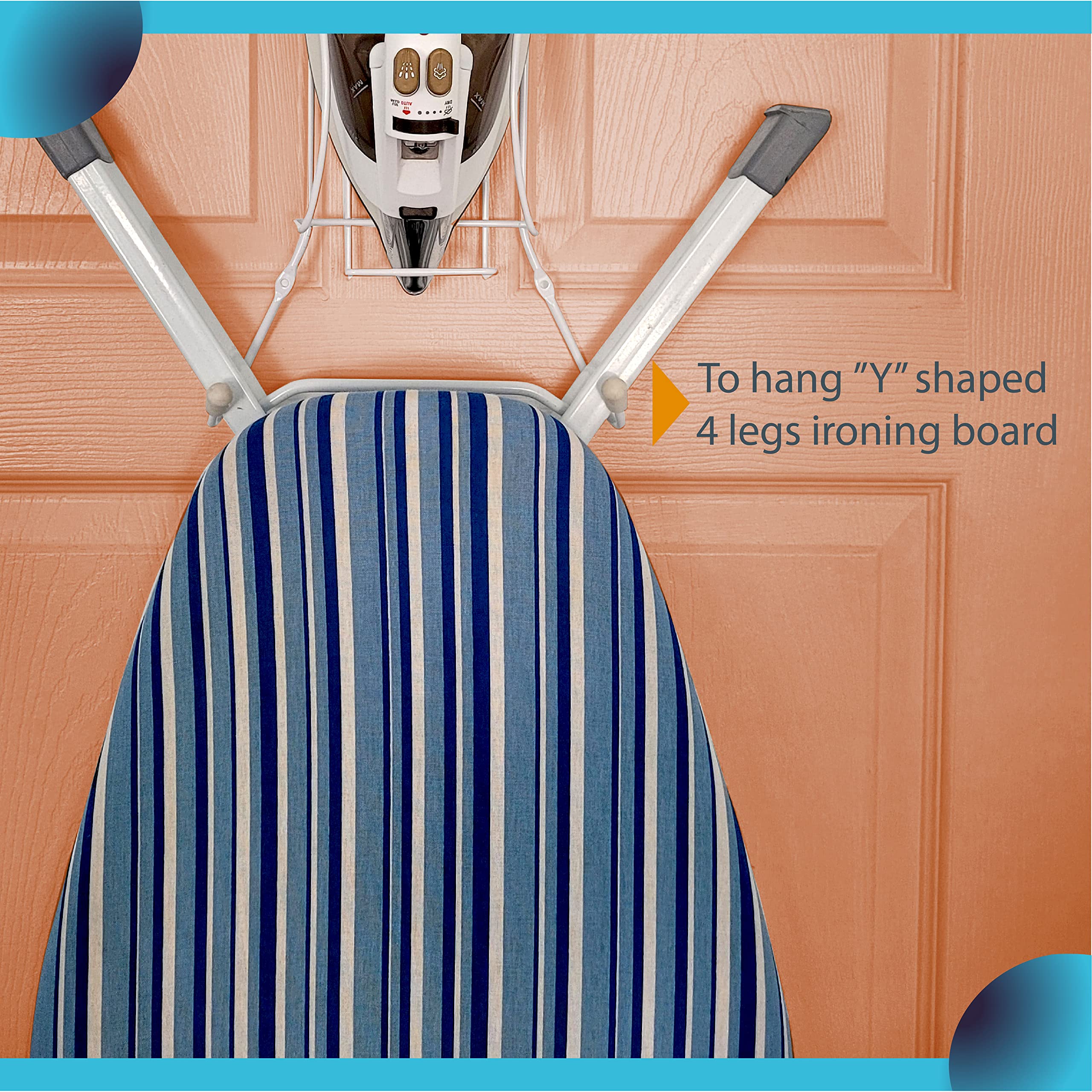 Over The Door Iron Board Caddy - Iron and Ironing Board Storage Organizer, for Y Leg Ironing Board