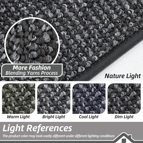 BEQHAUSE Dirt Trapper Door Mat - Non-Slip, Washable, Absorbent Welcome Mat | 24" x 60", Charcoal