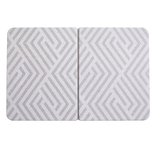 Chef’s Path Dish Stone Drying Mat - 23.6x15.4in Geometric Print Bi-fold Kitchen Mat - Quick Drying and Ultra Absorbent Diatomaceous Earth and Quartz Dish Drying Mat with Non Slip Pad and Sandpaper