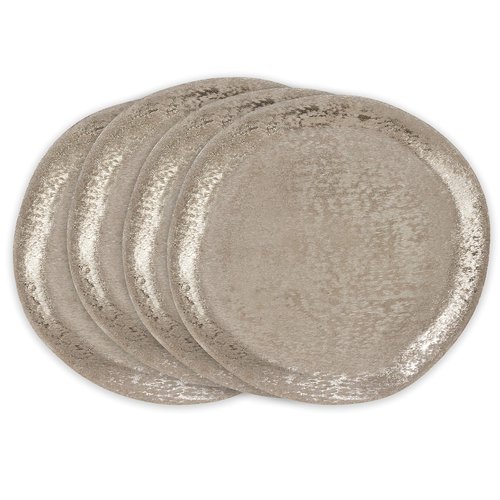 SARO LIFESTYLE CH496.S13R Brossé Collection Brushed Aluminum Chargers (Set of 4) 13" Silver