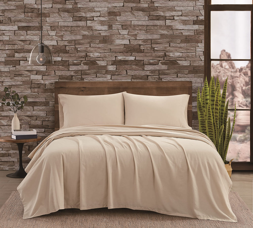 FRYE Cotton Linen Blend Beige 2 Piece Twin Sheet Set