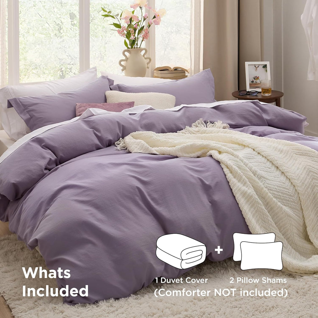 Bedsure Grayish Purple Duvet Cover Set - Extra Soft 3-Piece King Size Bedding, 104x90 Inches with Zipper Closure & 2 Pillow Shams