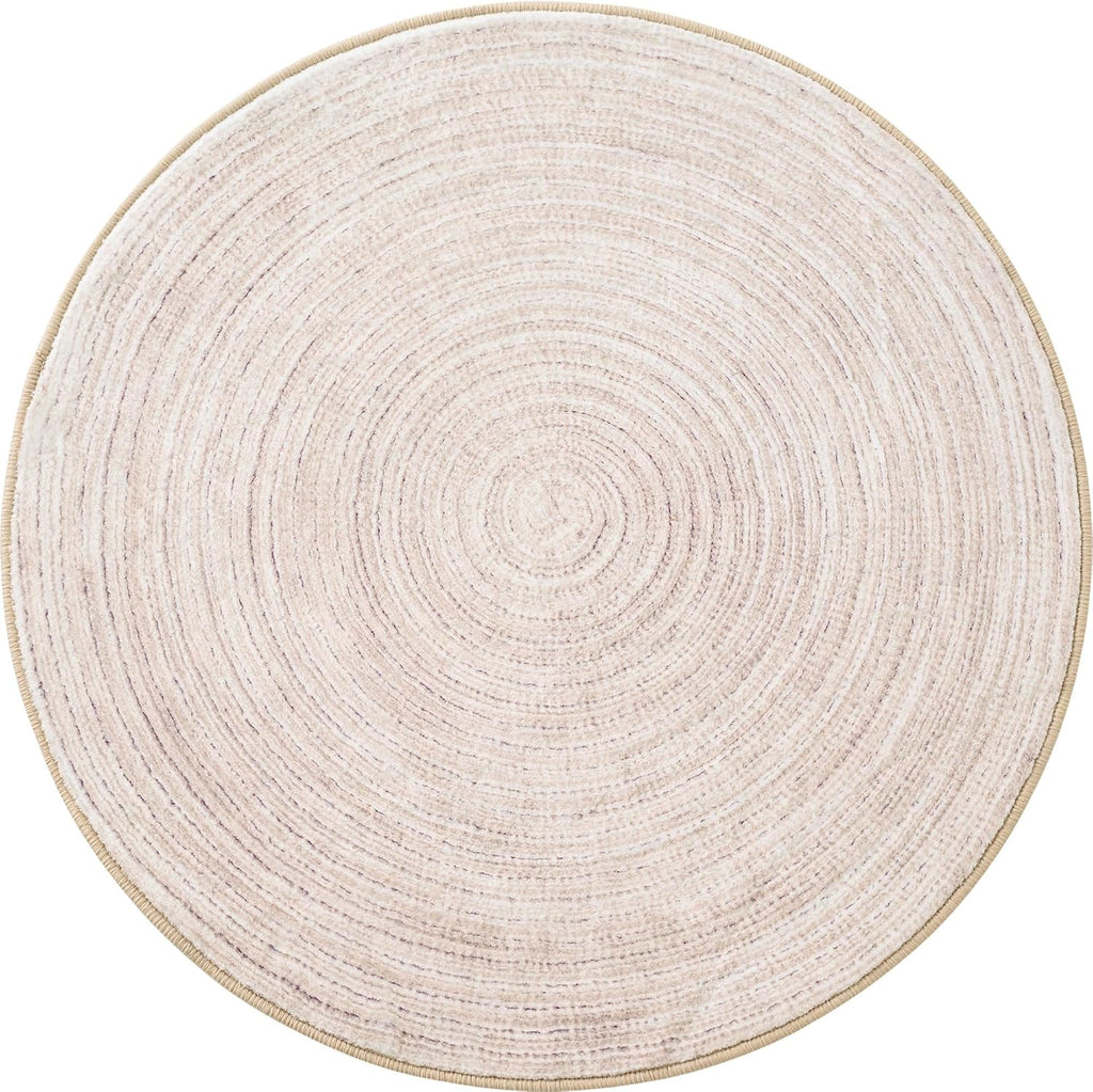Asrug Faux Jute Round Rug - Soft, Washable Non-Slip Area Rug | 2ft Khaki Circle Rug for Kitchen & Living Room