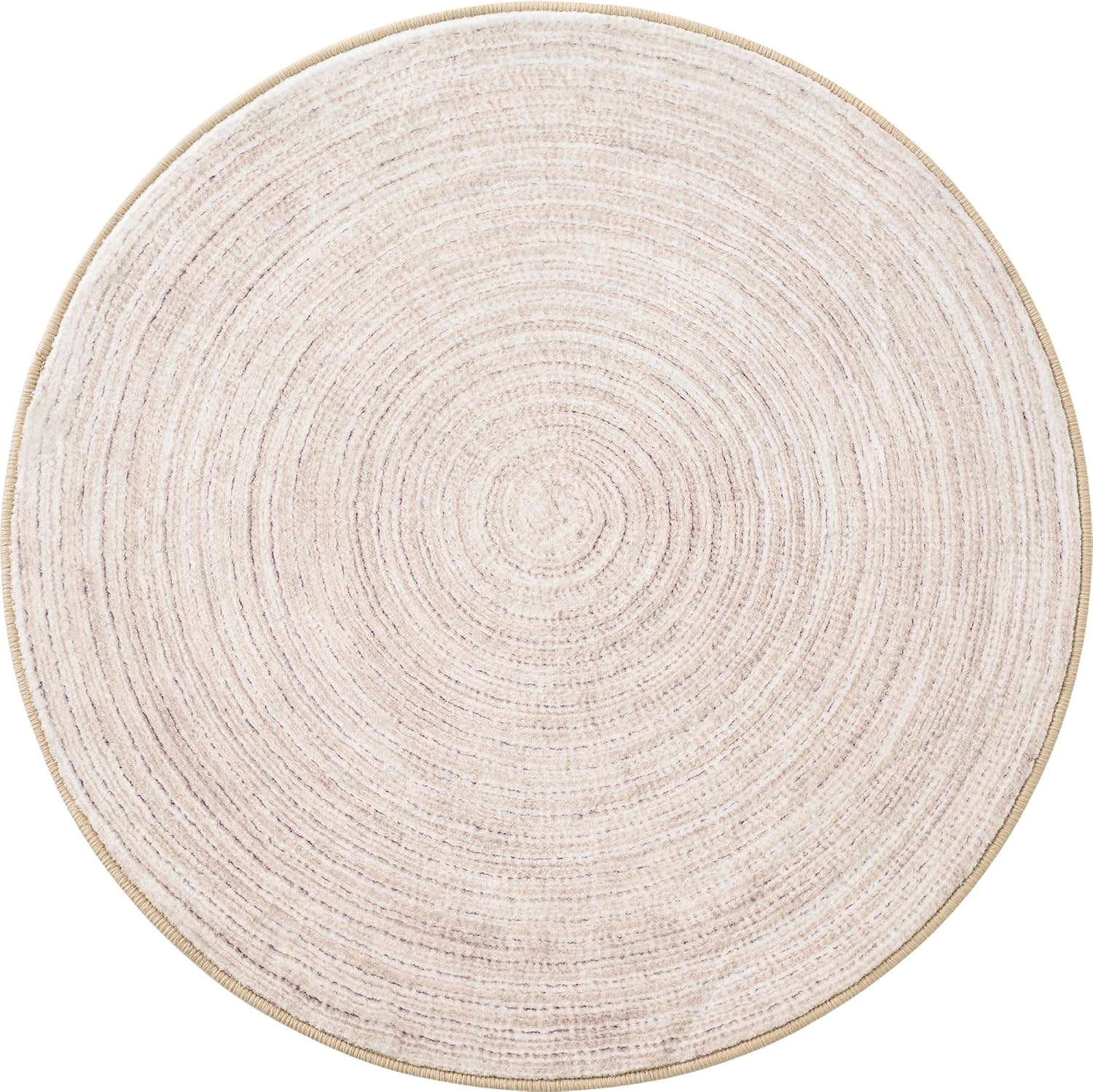 Asrug Faux Jute Round Rug - Soft, Washable Non-Slip Area Rug | 2ft Khaki Circle Rug for Kitchen & Living Room