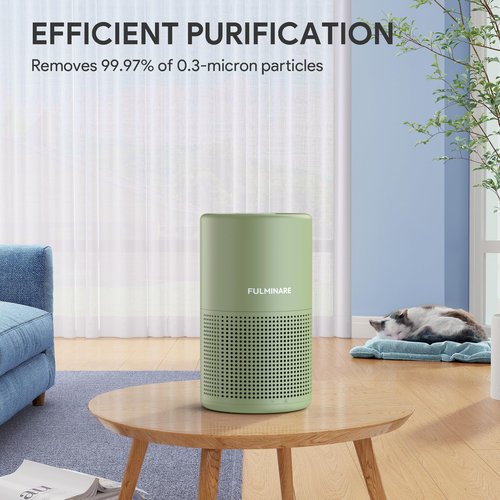 FULMINARE Air Purifiers for Home Bedroom H13 HEPA Air Purifier, 3 Speeds, Timer, 24dB, Small Mini Air Purifier with Night Light, Sage Green