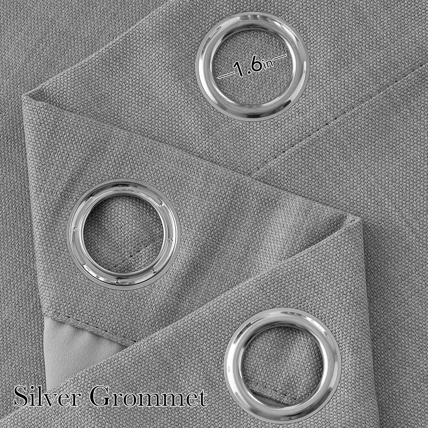 NICETOWN Light Grey Blackout Curtains - 63-Inch Faux Linen Privacy Panels for Living Room & Bedroom | 2 Panels, Grommet Top